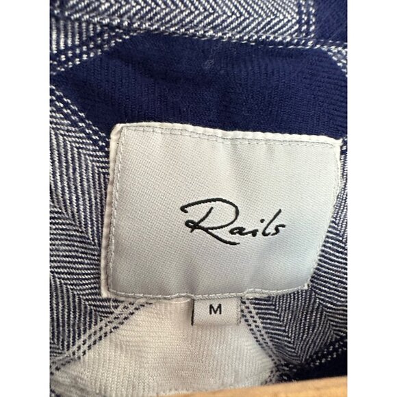 Rails Women's Medium Hunter Navy White Buffalo Plaid Shirt Button Down - Picture 6 of 7